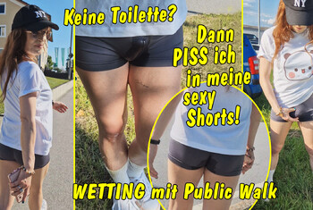 Keine Toillette in Sicht… Dann piss ich halt in meine sexy Shorts! Wetting mit Public Walk!
