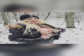 Outdoor im wald im schnee blowjob